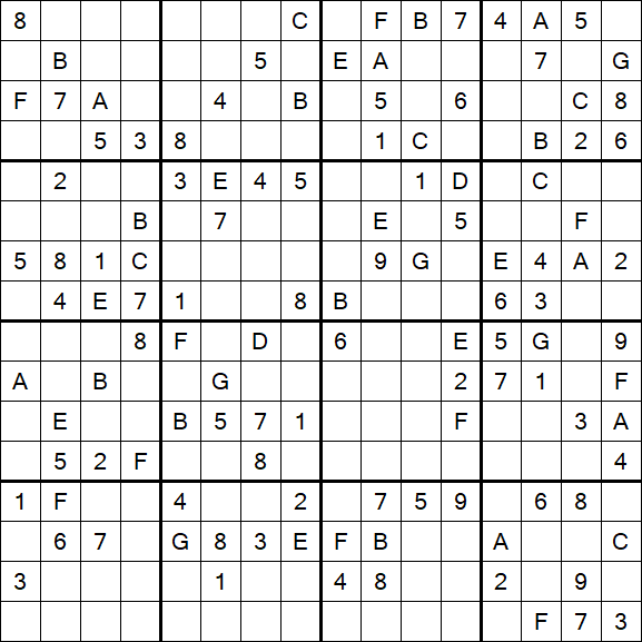Sudoku 16x16 - Medium