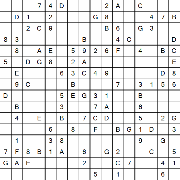 Sudoku 16x16 - Medium