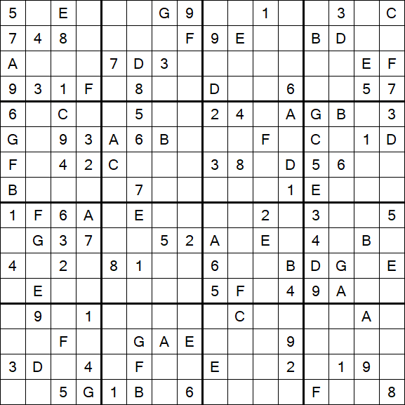 Sudoku 16x16 - Medium