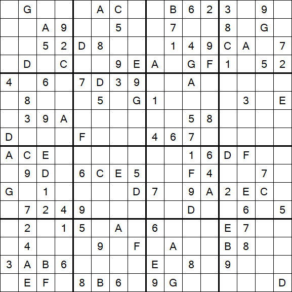 Sudoku 16x16 - Medio