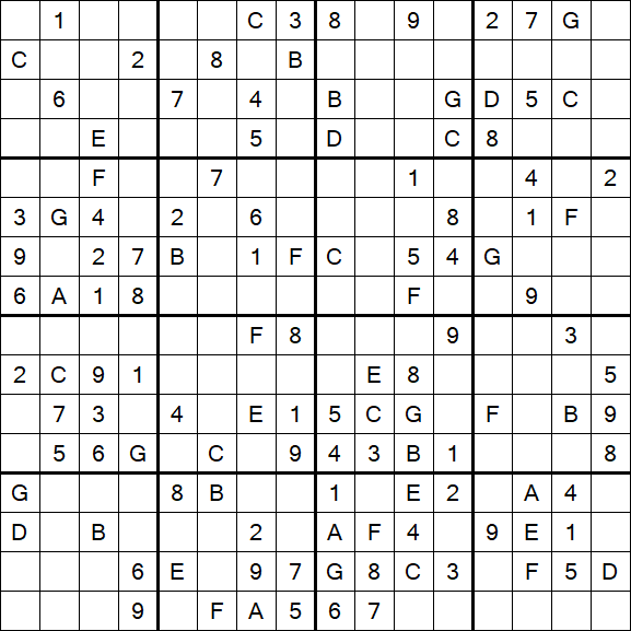 Sudoku 16x16 - Moyen