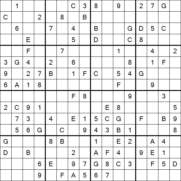 Sudoku 16x16 - Médio