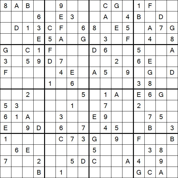 Sudoku 16x16 - Medio