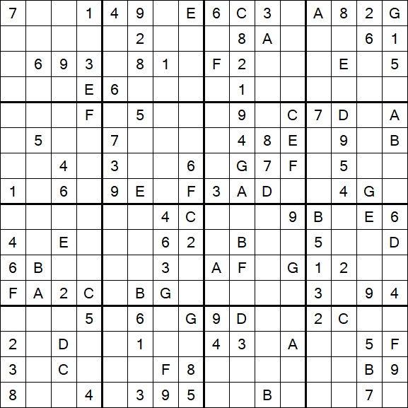 Sudoku 16x16 - Médio