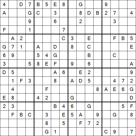 Sudoku 16x16 - Medium