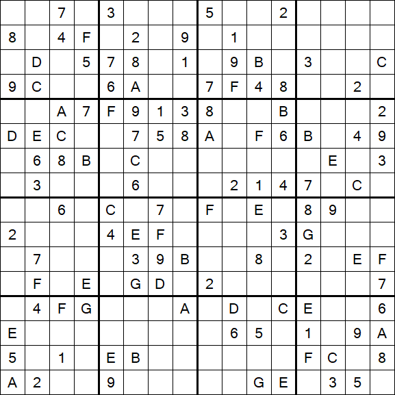 Sudoku 16x16 - Mittel