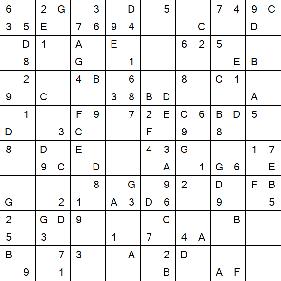 Sudoku 16x16 - Mittel