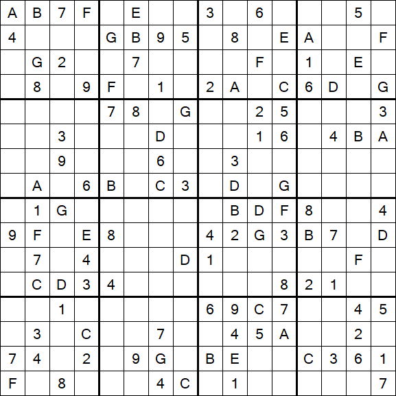Sudoku 16x16 - Mittel