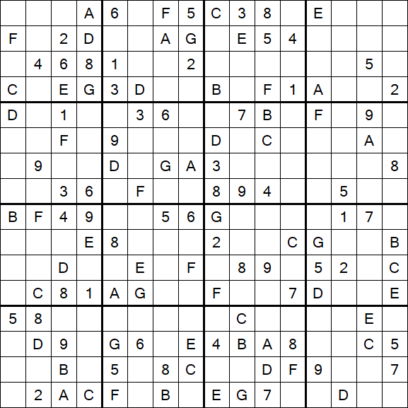 Sudoku 16x16 - Mittel