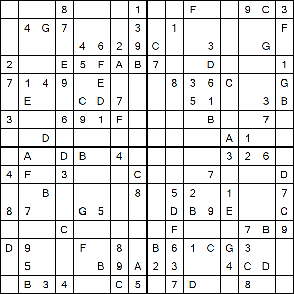Sudoku 16x16 - Mittel