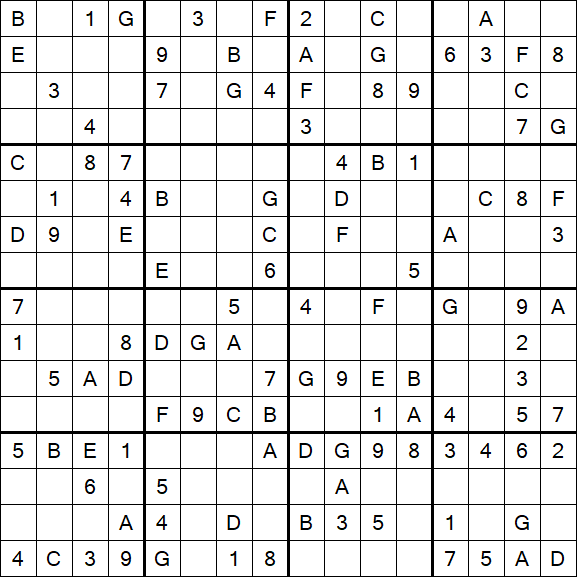 Sudoku 16x16 - Mittel