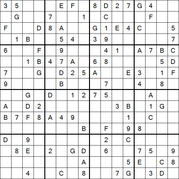 Sudoku 16x16 - Mittel