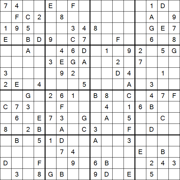 Sudoku 16x16 - Mittel