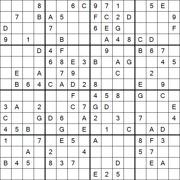 Sudoku 16x16 - Mittel