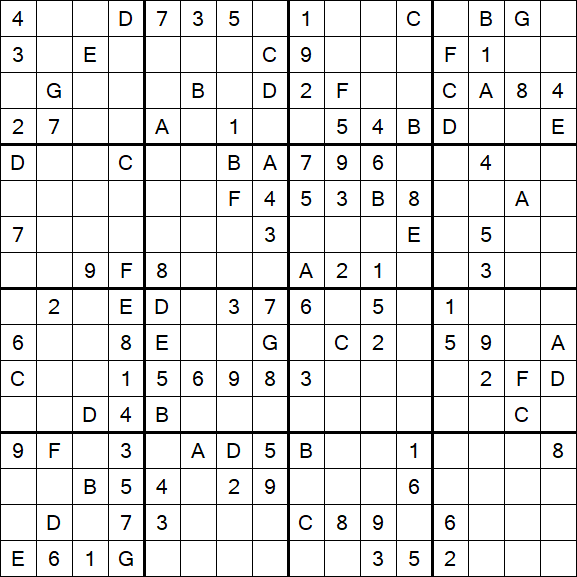 Sudoku 16x16 - Mittel