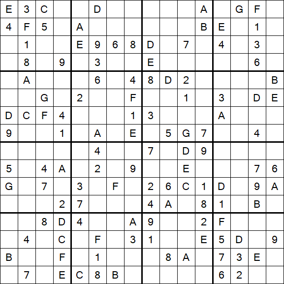 Sudoku 16x16 - Mittel