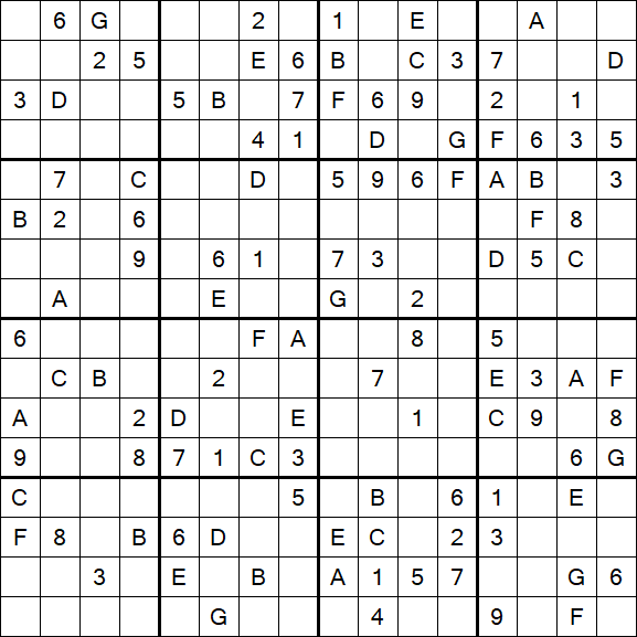 Sudoku 16x16 - Mittel
