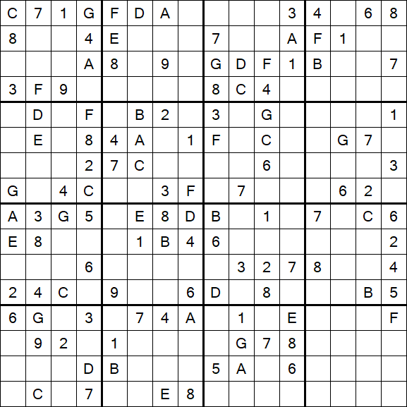 Sudoku 16x16 - Mittel