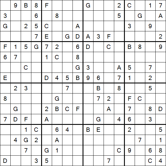 Sudoku 16x16 - Medium