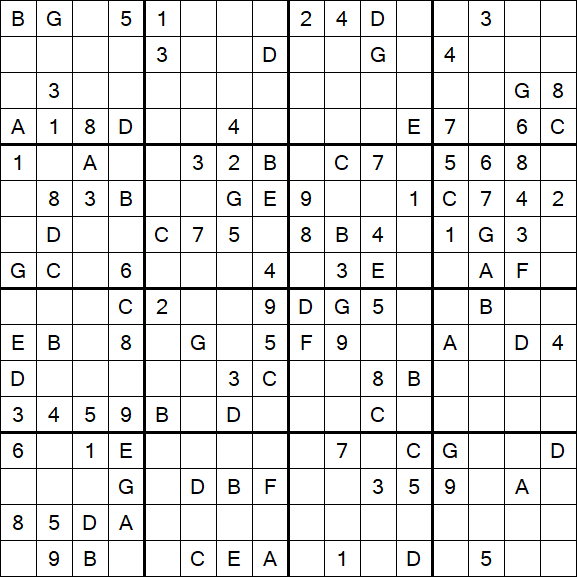 Sudoku 16x16 - Medium