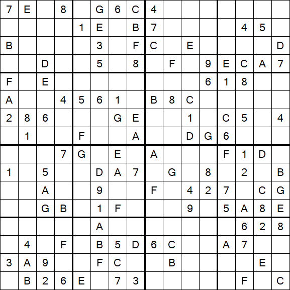 Sudoku 16x16 - Medium