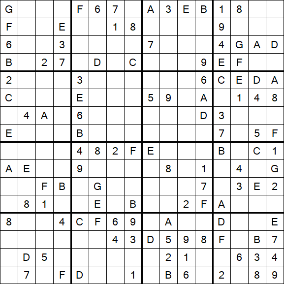 Sudoku 16x16 - Medium