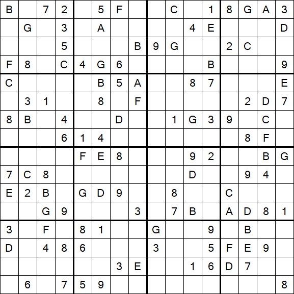 Sudoku 16x16 - Medium