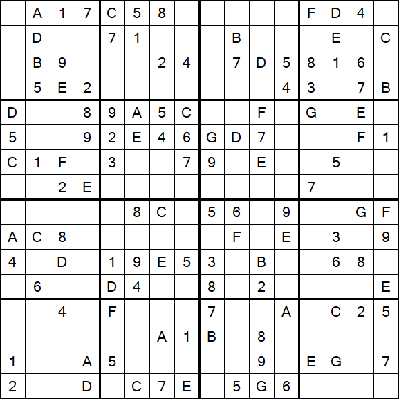 Sudoku 16x16 - Medium