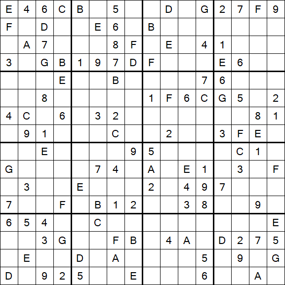 Sudoku 16x16 - Medium