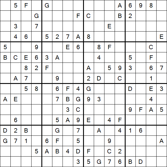 Sudoku 16x16 - Medium
