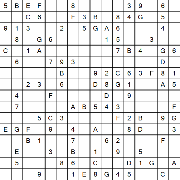 Sudoku 16x16 - Medium