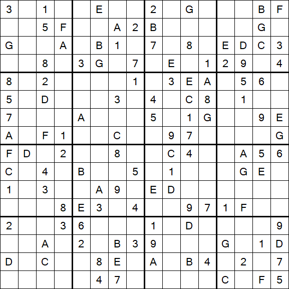 Sudoku 16x16 - Medium