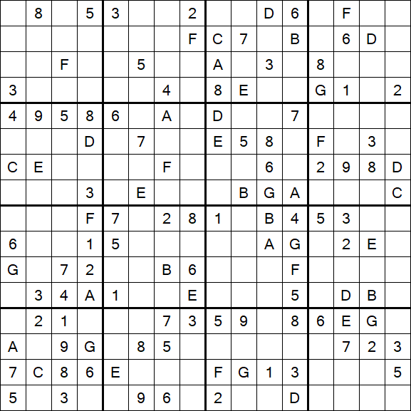 Sudoku 16x16 - Medium