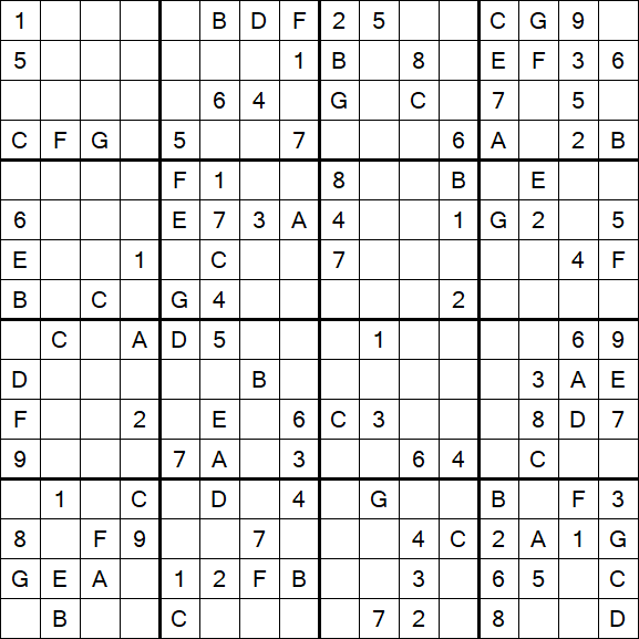 Sudoku 16x16 - Medium