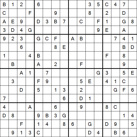 Sudoku 16x16 - Medium