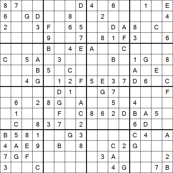 Sudoku 16x16 - Medium