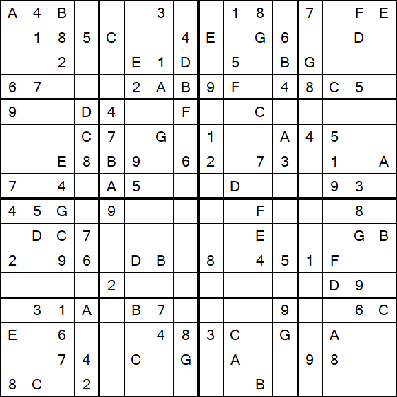Sudoku 16x16 - Medium