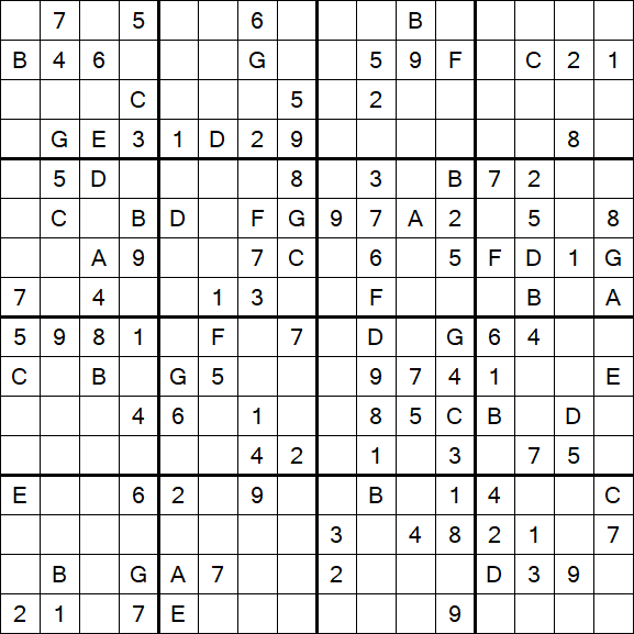 Sudoku 16x16 - Medium