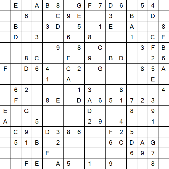 Sudoku 16x16 - Mittel