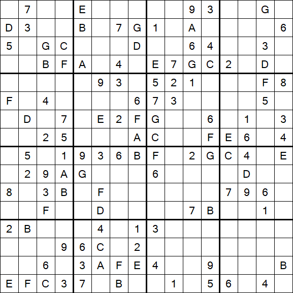 Sudoku 16x16 - Mittel