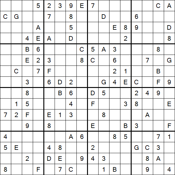 Sudoku 16x16 - Mittel