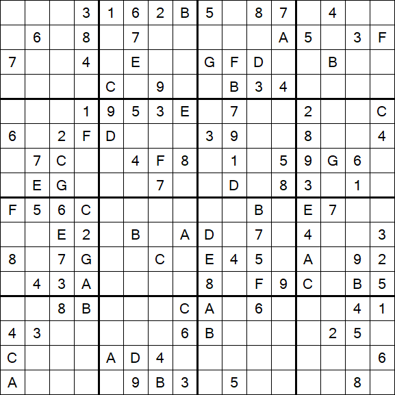 Sudoku 16x16 - Medium