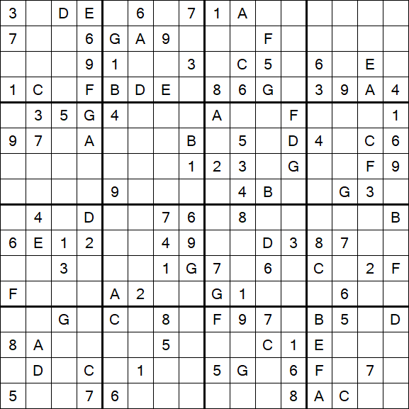 Sudoku 16x16 - Medium