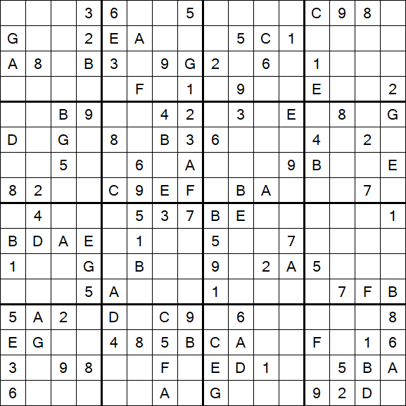 Sudoku 16x16 - Medium