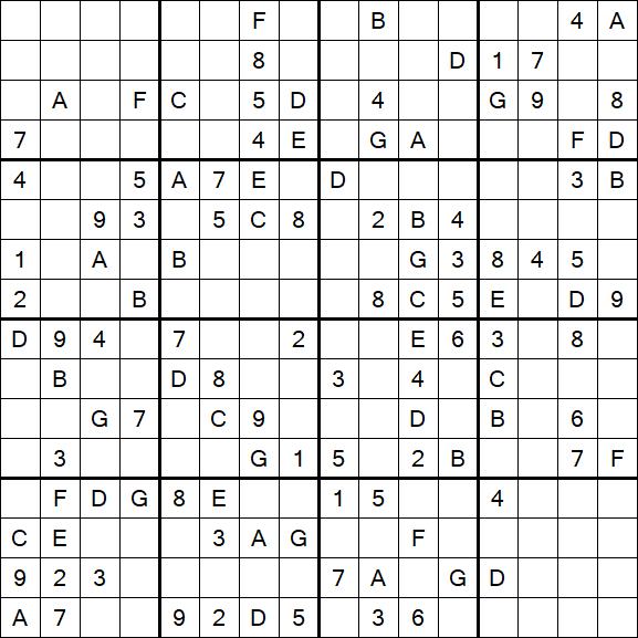 Sudoku 16x16 - Medium