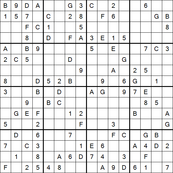 Sudoku 16x16 - Mittel