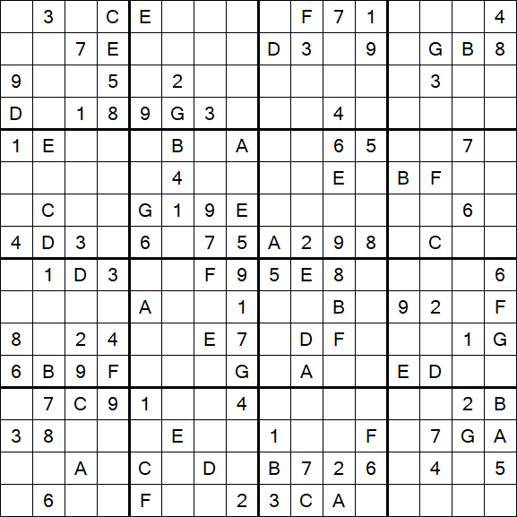 Sudoku 16x16 - Medium