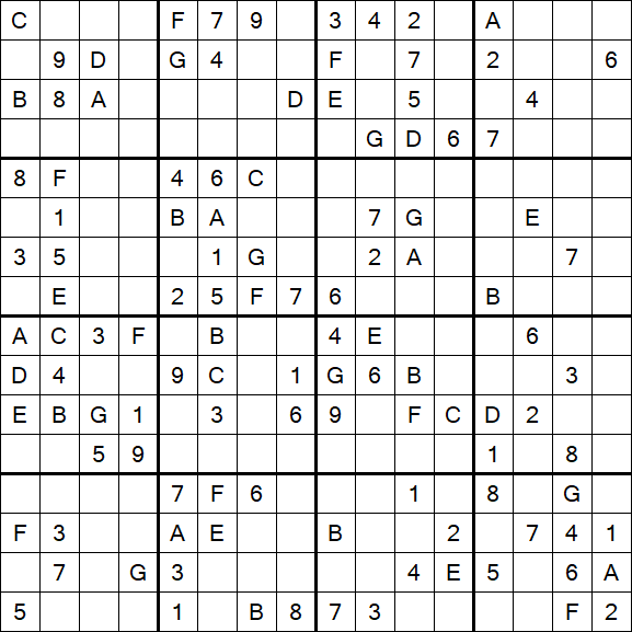 Sudoku 16x16 - Médio