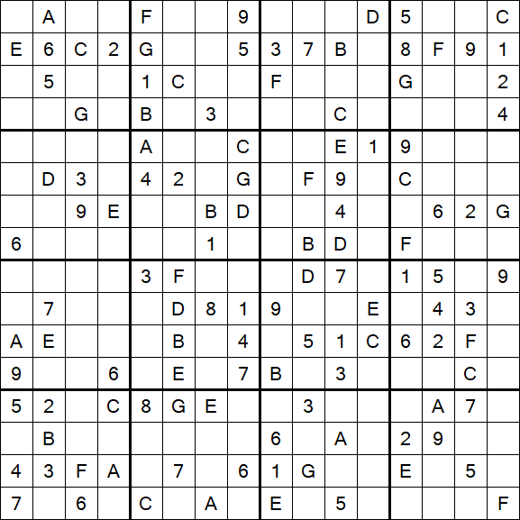 Sudoku 16x16 - Moyen