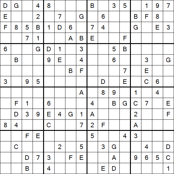 Sudoku 16x16 - Moyen